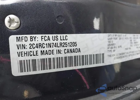 2020 Chrysler Pacifica Hybrid Limited z USA, uszkodzony, nr VIN 2C4RC1N74LR251205
